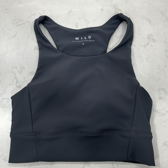 Wilo The Label Gray Ribbed Padded Tank Top Sports Bra Large Activewear - Picture 14 of 16